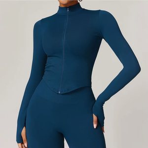 Casual Shirt OEM ODM Services Women's Trendy Long Sleeve Front Zipper Shirt Fashion <b>Clothing</b> Supplier with Custom Zipper Shirt - Product Image 4
