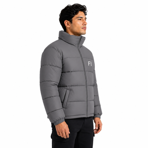 Custom Puffer Men's <b>Jackets</b> Stand Collar Zipper Closure Windproof Polyester Wadding Casual Winter Wear Quilted Padded <b>Jacket</b> OEM - Product Image 2