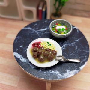 Mini Comida 1:12, Albóndigas, Puré de Patatas, Ensalada, Mermelada, Tostada, Excelente Set de Desayuno para Decoración de Casa de Muñecas en Miniatura - Product Image 4