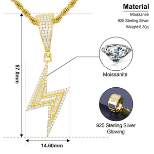 Pendentif en diamant moissanite couleur D brillant plaqué or argent sterling 925 style hip hop collier bijoux cadeau homme femme - Product Image 2