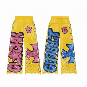 Fabricante de Ropa Urbana OEM ODM, Pantalones Personalizados con Estampado Puff y Dobladillo con Flecos, Cómodos Pantalones de Algodón y Poliéster - Product Image 6