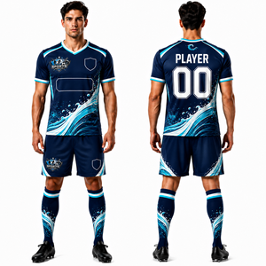 เสื้อฟุตบอลลดราคา เสื้อยืดฟุตบอลแบบซับลิเมชั่น โพลีเอสเตอร์ 100% ชุดฟุตบอลแขนสั้นสำหรับฝึกซ้อม - Product Image 1
