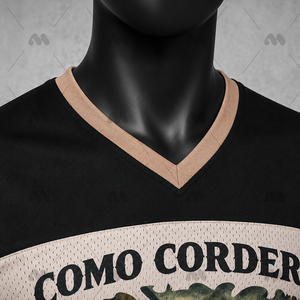 Camiseta de punto de algodón estampada con cuello en V y manga corta para ropa casual de calle - Product Image 4
