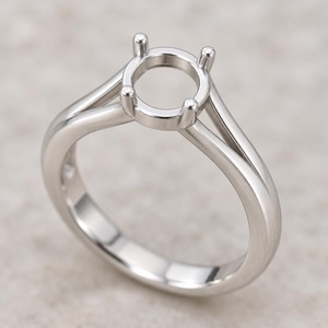 Semi-monture de bague en argent sterling 925 massif, ronde, 5 mm, à 4 griffes, à tige fendue, vierge pour pierre précieuse, pour bijoux - Product Image 3