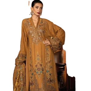 Salwar de cérémonie spécial pour mariée en soie Banarasi, fausse fourrure, broderie chikankari, fantaisie, longueur genou, pour mariage, fête, festival - Product Image 1