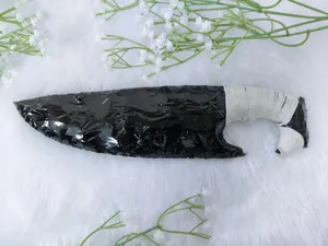 Athame en obsidienne noire de 10 pouces, lame en verre volcanique taillée à la main, poignard de présentation - Product Image 5