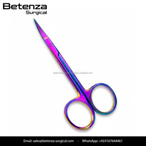 Rainbow Iris Manual Scissors 4.5" Curved Autoclavable <b>Stainless</b> <b>Steel</b> Tungsten Carbide Inserts Micro Dissecting for Ophthalmic - Product Image 2