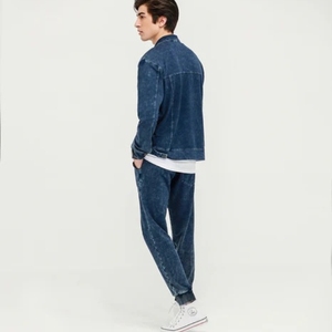 Hot Sale Custom Cotton Denim Manufacturer Men's Straight Leg regular Jeans Fashion Washed Men's Loose Wide Legs Trousers for Men - Product Image 3