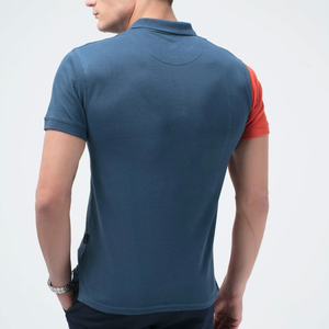 Mens Modern Colorblock <b>Polo</b> Shirt Stylish Blue <b>Orange</b> and White Vertical Panel Slim Fit Casual Short Sleeve T Shirt - Product Image 4