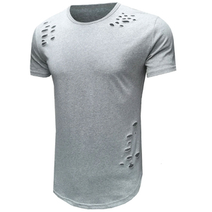 Camiseta de Hombre al por Mayor con Bordado Desgastado y Lavado Ácido, Estilo Urbano, 100% Algodón, con Logotipo Personalizable, Tallas Grandes - Product Image 5