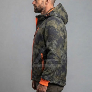 Veste de chasse réversible pour l'extérieur, design camouflage et orange vif avec capuche, fermeture éclair intégrale, poches pratiques, construction durable - Product Image 5