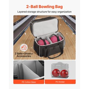 Borsa da bowling a quattro ruote per 2 palline con ruote e scomparto separato per scarpe (fino alla taglia US 16) - Product Image 2