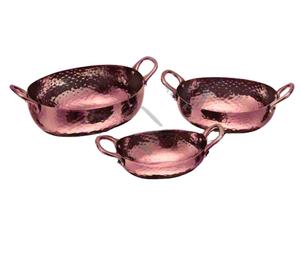 Batterie de cuisine prix de gros martelé simple paroi SS poignée ovale bateau poêle avec cuivre couleur poêle four poêles à frire - Product Image 1