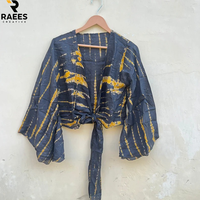 Crop top pour femme en coton 100% fait main, à nouer, confortable, décontracté, style bohème, manches cloche longues, printemps été