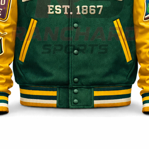 Chaqueta Unisex HBCU Estilo Letterman – Chaqueta Tradicional de Lana con Mangas de Cuero para Mostrar el Orgullo Universitario - Product Image 3