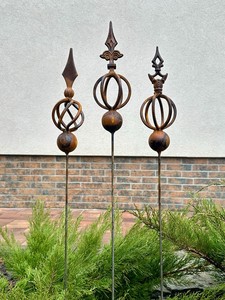 Piquet de jardin en métal rustique motif grappe de fleurs sauvages, sculpture de prairie naturelle pour pelouse, accent extérieur - Product Image 6