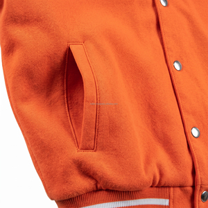 Chaqueta Varsity Naranja para Hombre, Diseño con Parches Bordados, Corte Regular, 100% Algodón, Casual, Transpirable, Secado Rápido, Ecológica - Product Image 3