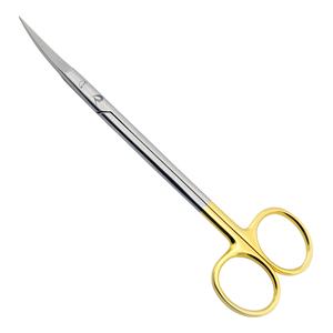 Tijeras Quirúrgicas Kelly de 16 cm, Rectas y Curvas, de Acero Inoxidable con Inserciones de Carburo de Tungsteno, Puntas Afiladas, Mango Dorado con Acabado Pasivado - Product Image 3