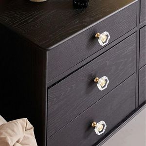 Juego de 6 Perillas Modernas para Cajones, Base de Latón de 1-5/16 Pulgadas, Perillas de Cristal Doradas para Gabinetes, Perillas Hexagonales para Muebles de Cocina - Product Image 4