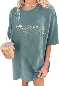 T-shirt 100% Coton Vintage Délavé pour Femme, Coupe Oversize, Col Rond, Épaules Tombantes, Style Streetwear, Effet Délavé à l'Acide, Personnalisé, Anti-plis - Product Image 3