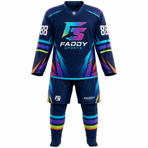 Ensemble d'uniformes de hockey sur glace personnalisés par sublimation, maillot de hockey sur glace professionnel respirant avec short et chaussettes pour hommes et enfants - Product Image 1