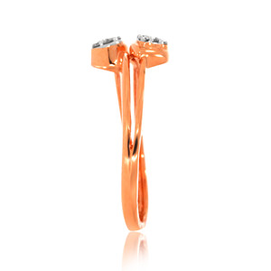 แหวนเพชรทรงลูกแพร์คู่สีโรสโกลด์สำหรับผู้หญิง ทองคำแท้ 14K เพชรธรรมชาติทรงลูกแพร์ แหวนหมั้นสุดโรแมนติก เครื่องประดับ - Product Image 2