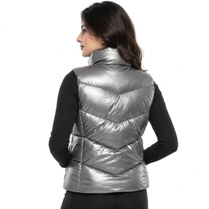 Chaleco Acolchado de Lona Tejida para Mujer, Transpirable, Ecológico, Resistente al Agua, con Cuello Alto y Botones, Cálido y Aislante, Sin Mangas - Product Image 2