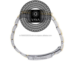 Luxury Men's Stainless Steel Gold and Silver Two Tone Moissanite Diamond Green Dial <b>Watch</b> Fully Iced Out Wrist <b>Watch</b> for men - Product Image 6