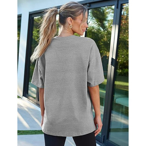Camiseta de Cuello Redondo Extra Grande para Mujer, Color Sólido, Manga Corta, Corte Holgado, 100% Algodón Jersey, Transpirable, Estilo Primavera Verano - Product Image 4