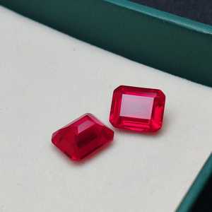 พลอยทับทิมสังเคราะห์สีแดงสดทรงเหลี่ยมมรกต สำหรับเครื่องประดับชั้นดี - Product Image 2