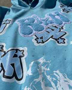 Sudadera con capucha personalizada con forro de Saint para hombre, jersey con dobladillo en bruto recortado, logotipo personalizado 100% algodón, parche bordado de rizo francés, Sudadera con capucha sin cuerda - Product Image 4