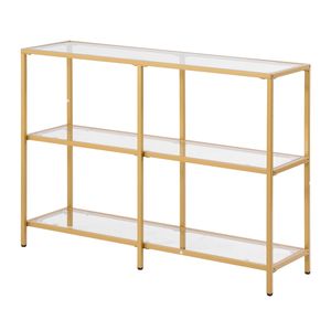 Moderno Console in vetro a 3 piani con piedini in ferro dorato dispositivo antiribaltabile piano rettangolare in vetro temperato per ingresso ingresso soggiorno Foyer - Product Image 1