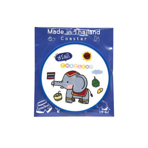 Posavasos de PVC Suave Hecho en Tailandia, 10x10 cm, Recuerdo Tailandés con Diseños de Elefantes, Tuk Tuk y Muay Thai - Product Image 4