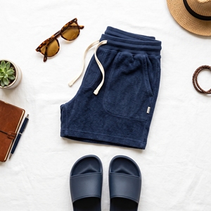 Shorts en tissu éponge pour hommes, décontractés, pour l'été, pour la plage, OEM ODM, vente en gros, logo personnalisé, faible MOQ - Product Image 3