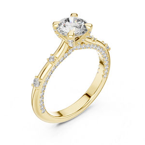 แหวนหมั้นเพชรทรงกลมทองคำโรสโกลด์ 14K สำหรับผู้หญิง |   เพชรที่เพิ่งเพาะเลี้ยง - Product Image 6