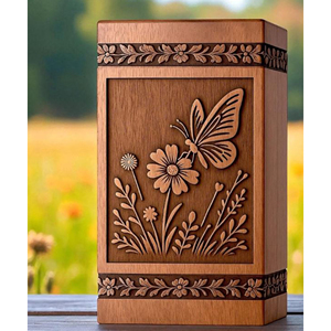 Handcrafted Wooden Cremation Urn with Butterfly & Floral Engraving Personalized for Loved Onesurn Memorial Keepsake by AYAANS - Product Image 4