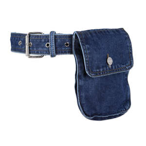 Sac banane en jean bleu décontracté, petit format, avec sangle réglable, porte-téléphone, vente en gros - Product Image 1