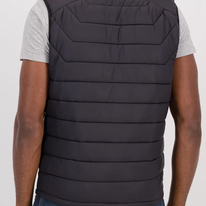 Men's <b>Black</b> Quilted Puffer <b>Vest</b> Zipper Closure Waterproof Reversible Mandarin Collar Floral Pattern Casual Outerwear Winter - Product Image 2