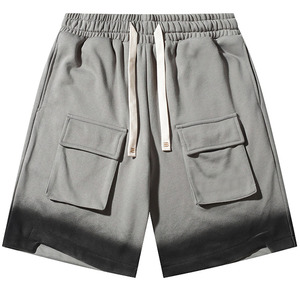 2026 High Quality Men's Streetwear Gradient <b>Cargo</b> Shorts Loose Fit Cotton Jersey Multi Pocket Drawstring Elastic Waist Shorts - Product Image 5