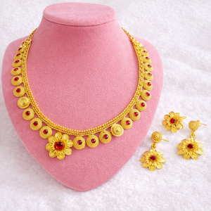 Latest MOLL JEWELLERS Indian Gold Plated Zircon Floral <b>Necklace</b> Earring <b>Set</b> for Women Trendy Wedding Party Jewelry Third Party - Product Image 6