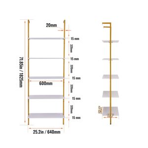 Scaffale a parete aperto in metallo 24x11.8in, kit libreria a 5 livelli con ripiano portaoggetti in ferro - Product Image 5