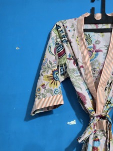 Robe Kimono Florale en Coton Faite à la Main, Col en V, Respirante, pour l'Été, Peignoir de Nuit, Robe de Préparation pour Demoiselle d'Honneur, Plage et Vacances - Product Image 2