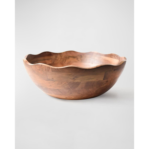Bol de service festonné en bois de manguier fait main, finition naturelle, bord ondulé, bol décoratif pour fruits et salades, ustensiles de cuisine, décoration intérieure, vente en gros - Product Image 4
