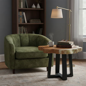 Organic Suar Wood High Quality Eco-Friendly Minimalist <b>Adjustable</b> <b>Height</b> Coffee <b>Table</b> Slice <b>Table</b> X Metal Frame Interior Decor - Product Image 5