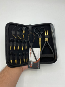 Professional Hair Extension Tools Kit Black Gold Plated <b>Pliers</b> Scissors Clips <b>Set</b> Custom Logo Two Hole Micro beads <b>plier</b> - Product Image 2