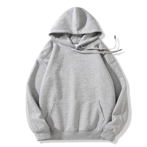 Sweat-shirt à capuche crème pour homme, coupe classique, couleur unie, décontracté, pour l'automne, avec poche tricotée, modèle 2027 - Product Image 4
