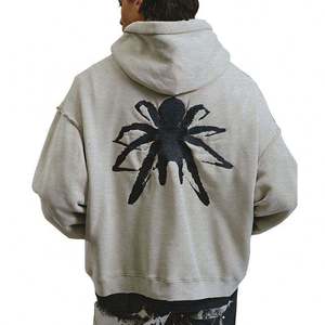Sweat à capuche d'hiver 100 % coton OEM 2025 pour homme, avec logo personnalisé, motif lettres, impression numérique surdimensionnée, haute qualité - Product Image 2