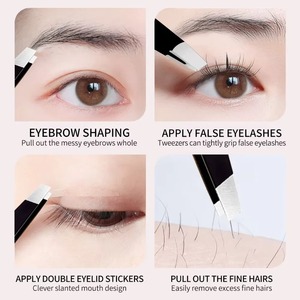 Pinzas para Cejas Modernas de Acero Inoxidable con Punta Inclinada, Diseño Duradero, Acabado Preciso, Ecológicas, Hechas a Mano, Negras - Product Image 6