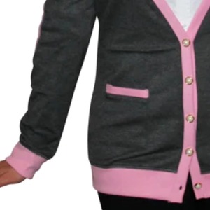 Cárdigan Varsity AKA para Mujer, Suéter Tejido Negro con Ribete Rosa, Botones Frontales, Ropa Griega de Hermandad, Estilo Alfa, Prenda Exterior Casual de Moda - Product Image 5