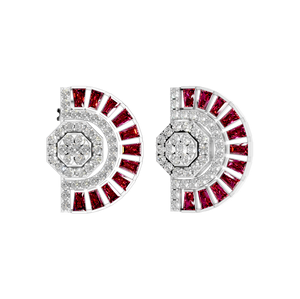 925 argent Sterling or blanc rubis naturel pierre précieuse à la mode demi cerceau boucles d'oreilles bijoux fins pour fiançailles mariage - Product Image 2